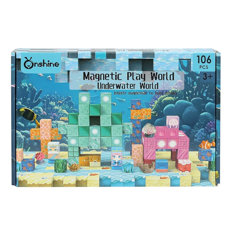 Knick Knack Magnetic Play World Underwater World Building Blocks - 106 Pieces for Kids Ages 3+ - Image 2